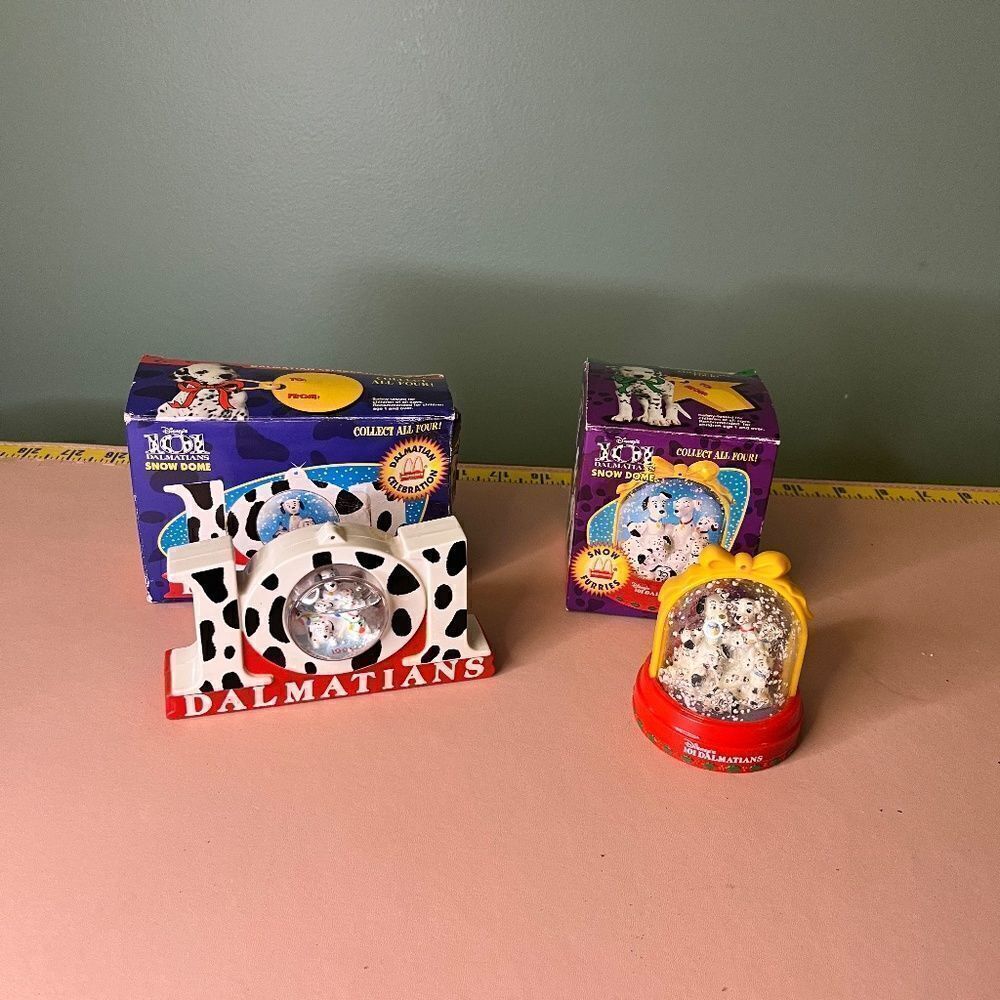 McDonald's Disney's 101 Dalmatians Snow Flurries Snow Globe Ornament 2pc Lot - Picture 4 of 15